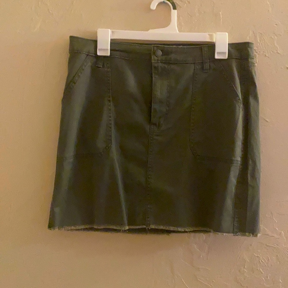 Green mini skirt